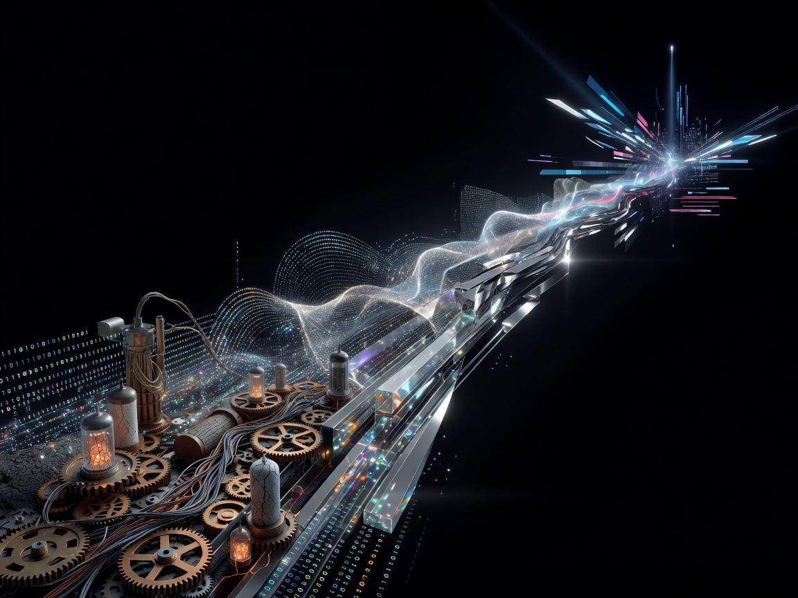 Abstract progression path representing innovation, scientific advancement, digital milestones, healthcare technology growth, and futuristic achievement tracking.